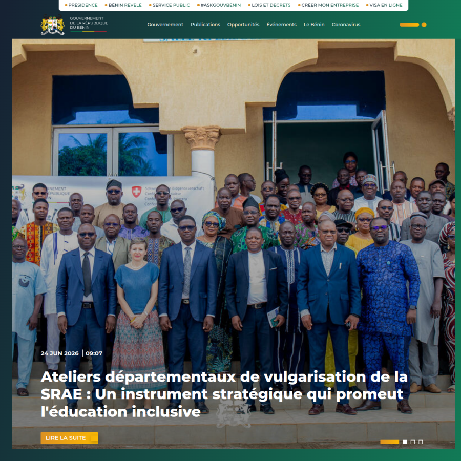 gouv.bj homepage screenshot