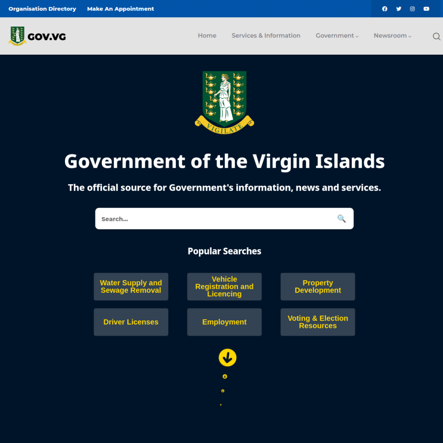 gov.vg homepage screenshot