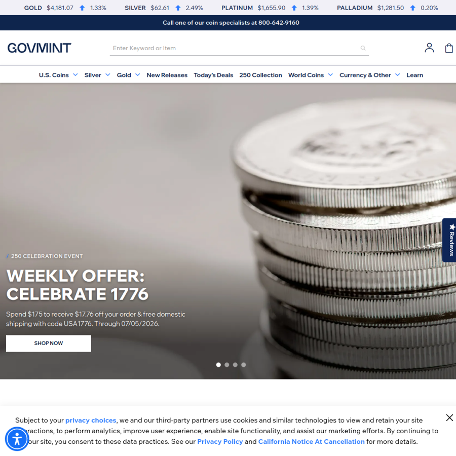 govmint.com homepage screenshot
