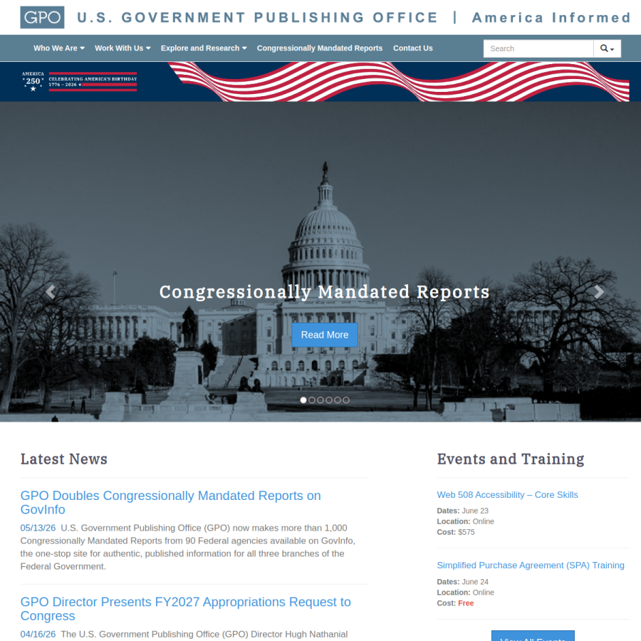gpo.gov homepage screenshot