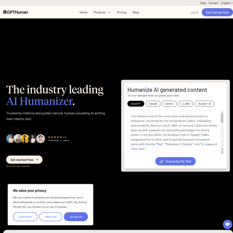 gpthuman.ai homepage screenshot