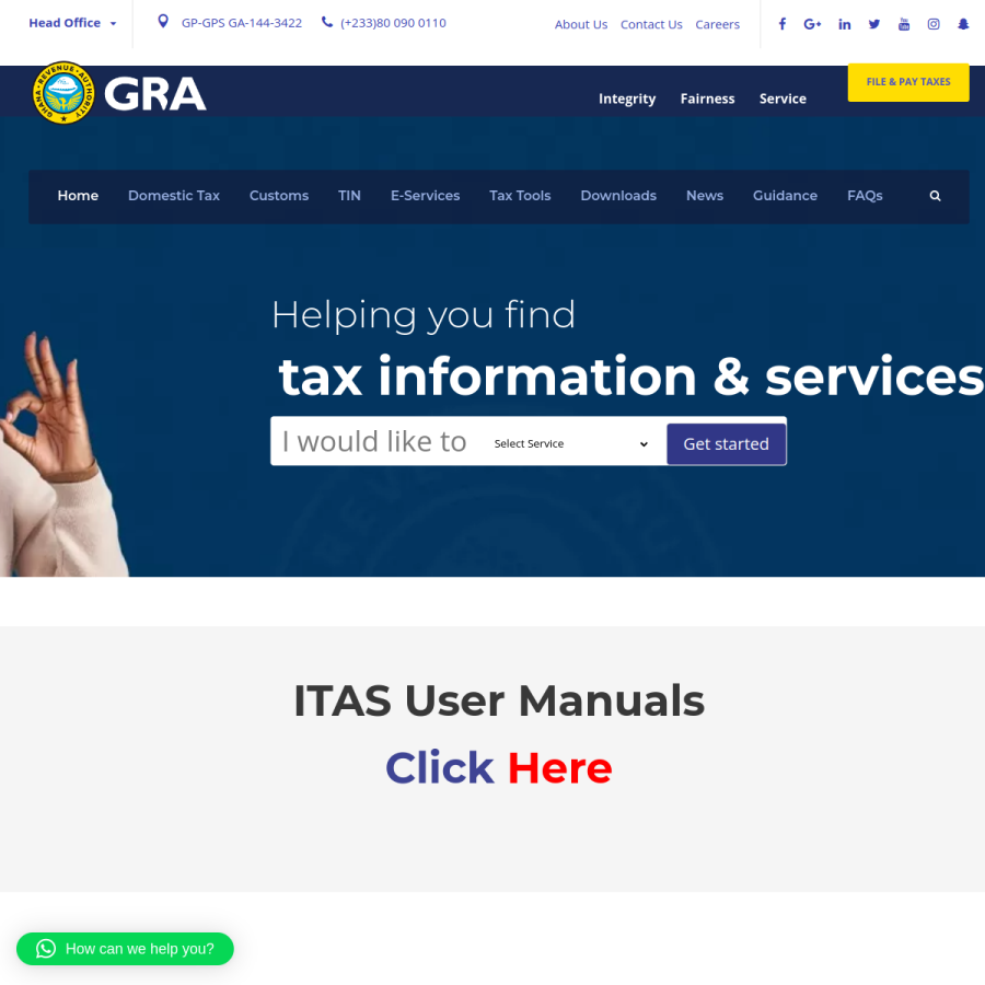 gra.gov.gh homepage screenshot