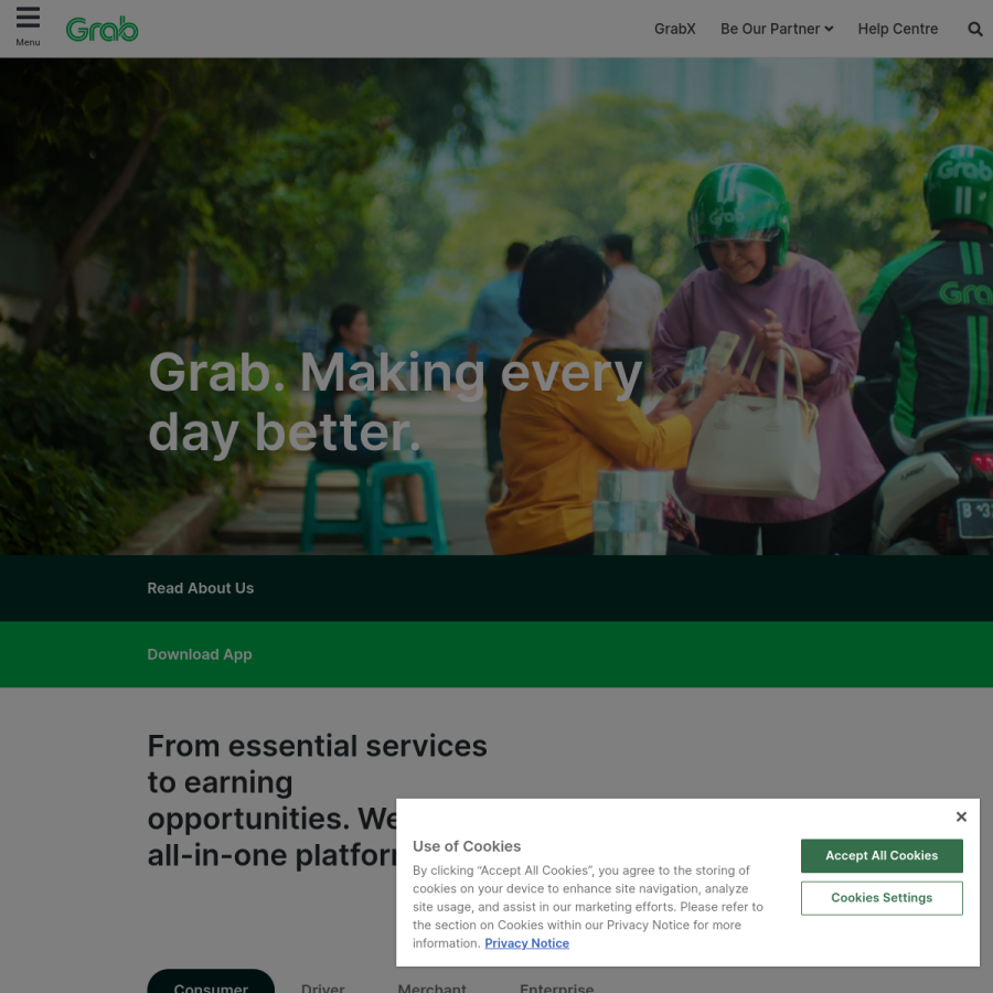 grab.com homepage screenshot