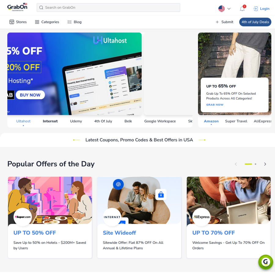 grabon.com homepage screenshot