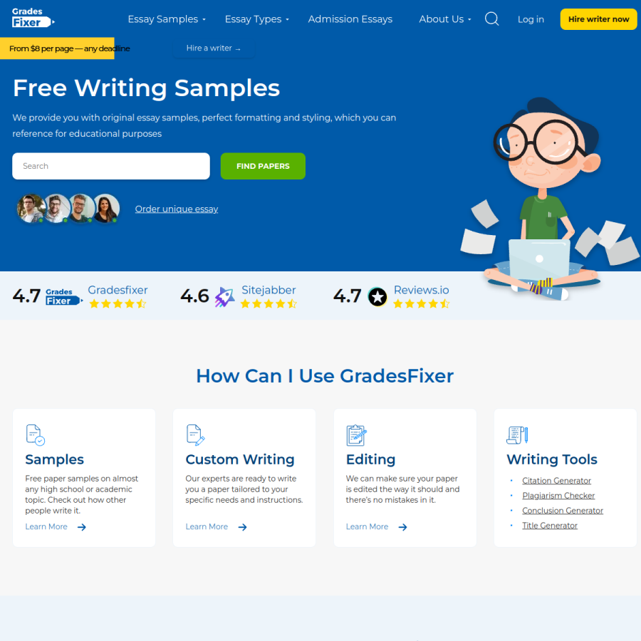 gradesfixer.com homepage screenshot