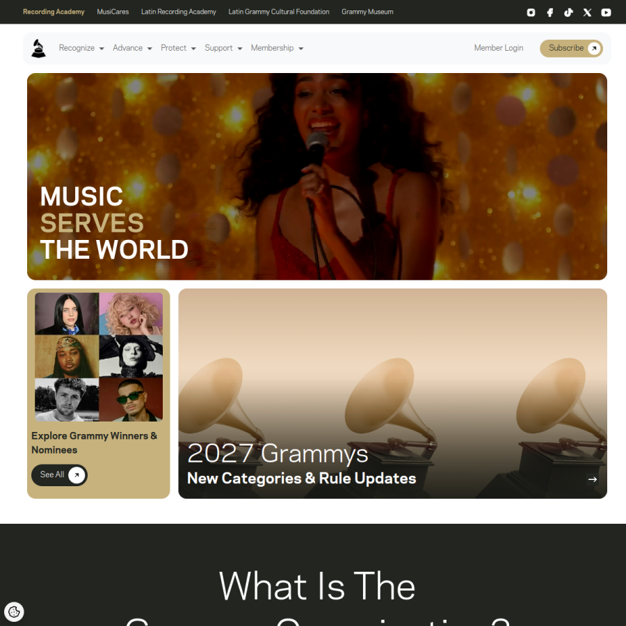 grammy.com homepage screenshot