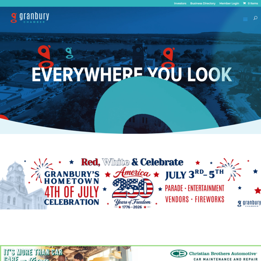 granburychamber.com homepage screenshot