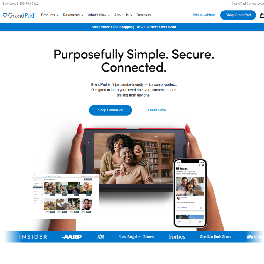 grandpad.net homepage screenshot