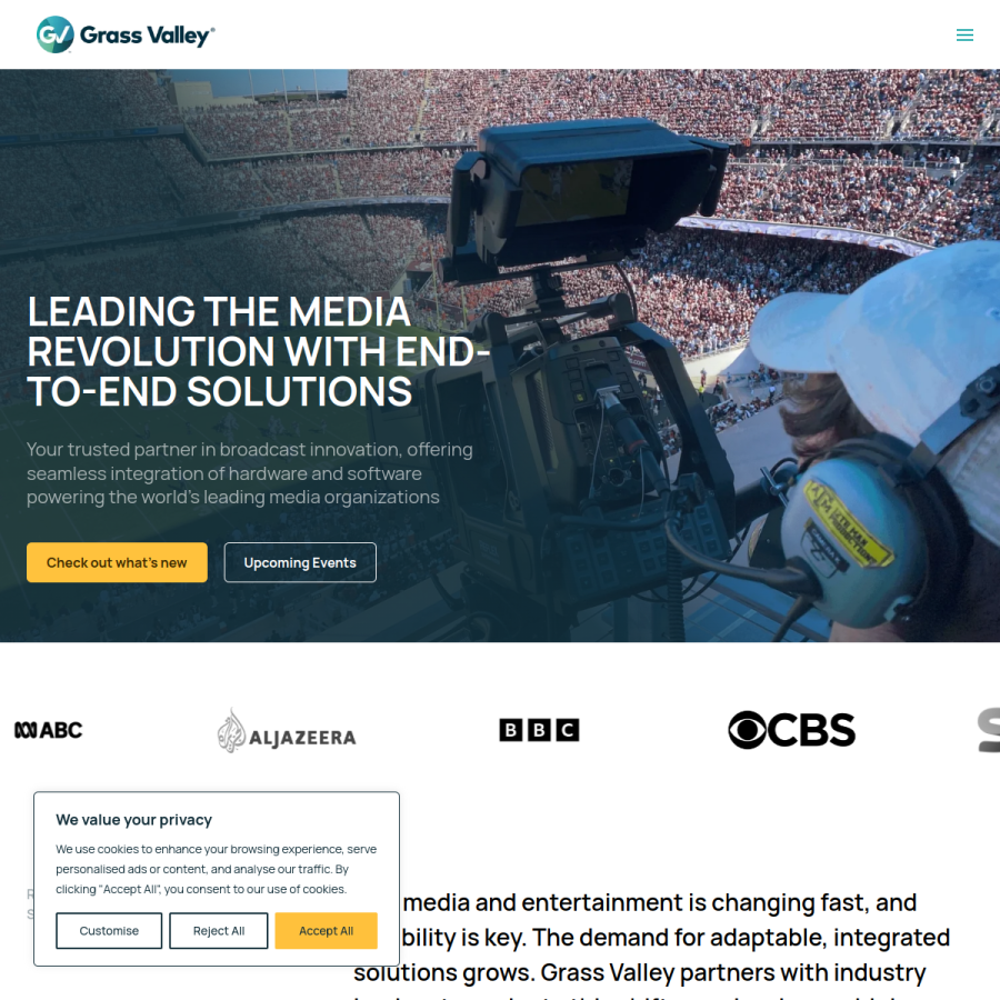 grassvalley.com homepage screenshot