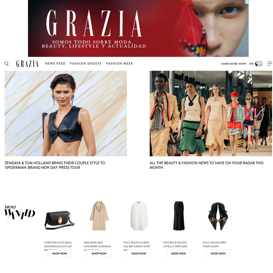 graziamagazine.com homepage screenshot