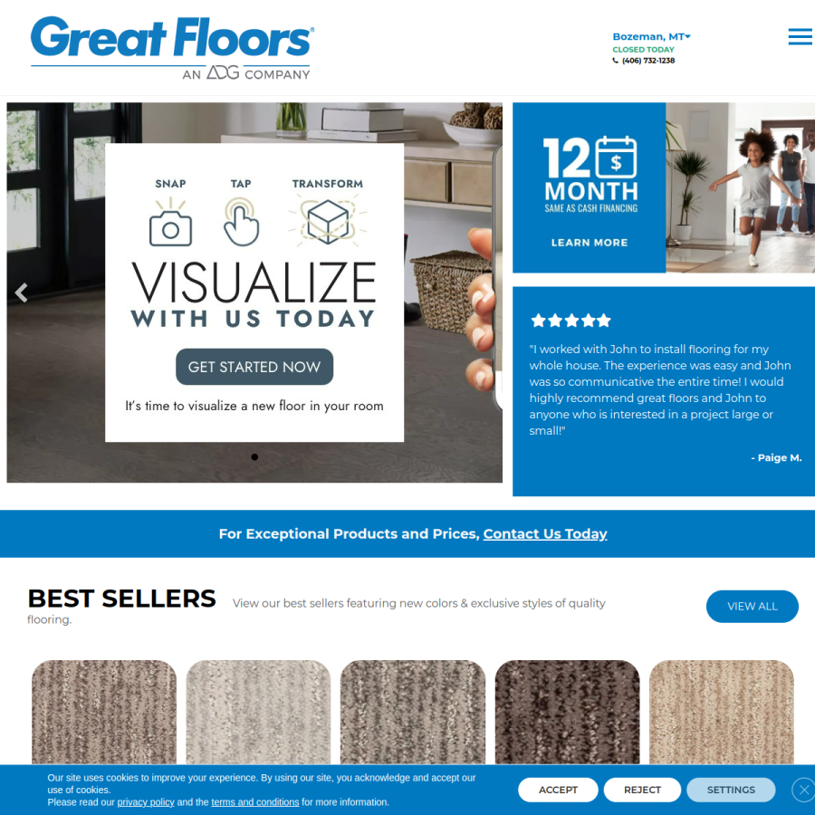 greatfloors.com homepage screenshot