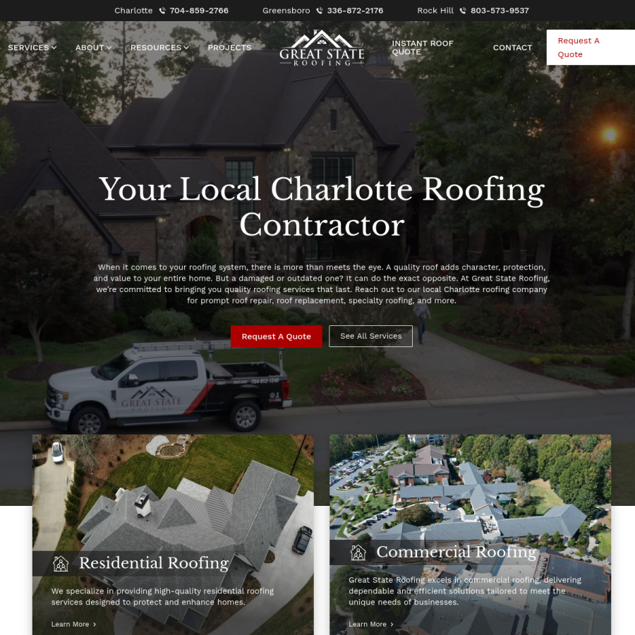 greatstateroof.com homepage screenshot