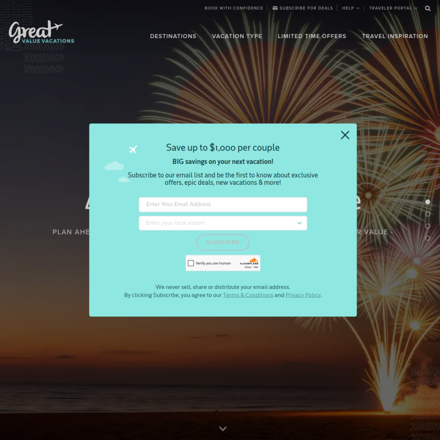 greatvaluevacations.com homepage screenshot