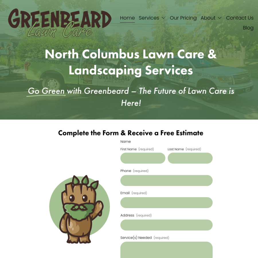 greenbeardlawncare.com homepage screenshot