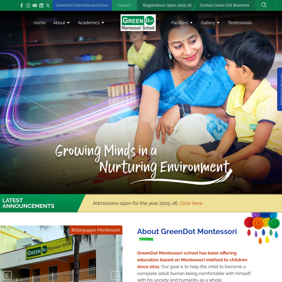 greendotmontessori.com homepage screenshot