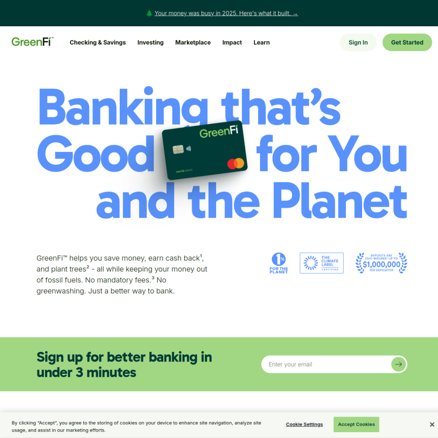 greenfi.com homepage screenshot