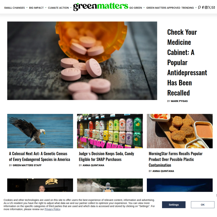 greenmatters.com homepage screenshot