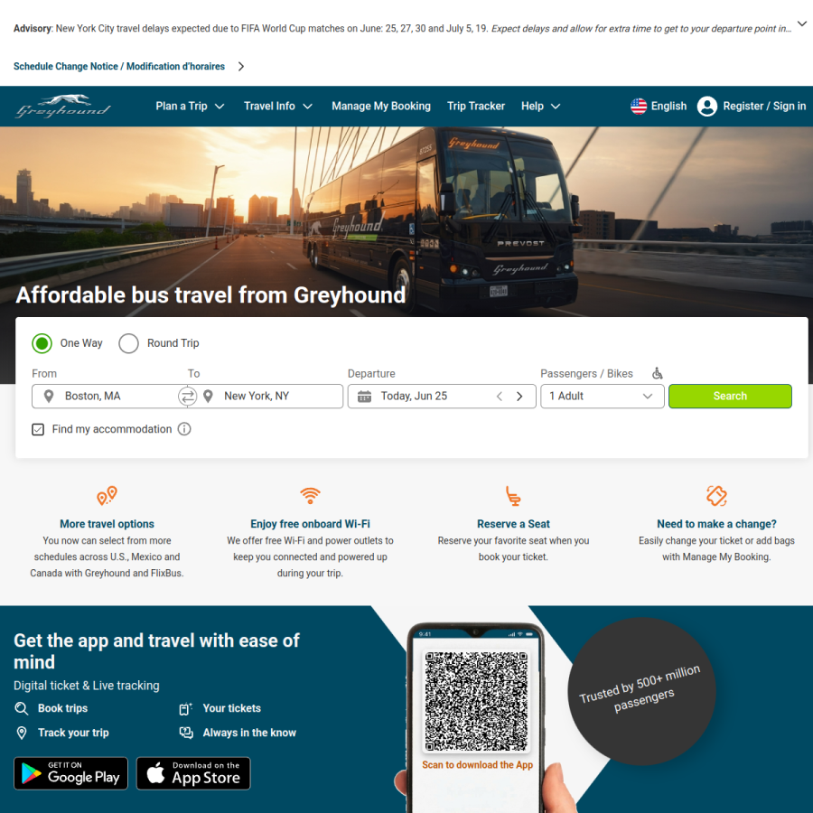 greyhound.com homepage screenshot