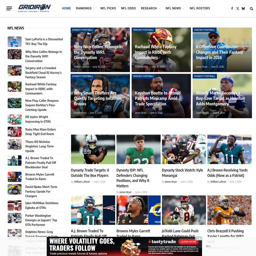 gridironexperts.com homepage screenshot