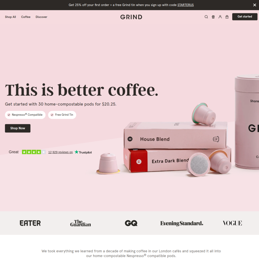 grind.co.uk homepage screenshot