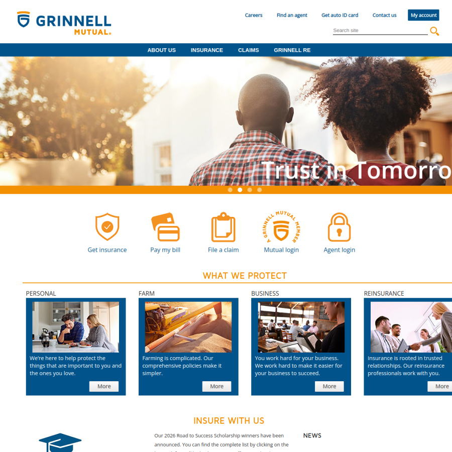 grinnellmutual.com homepage screenshot