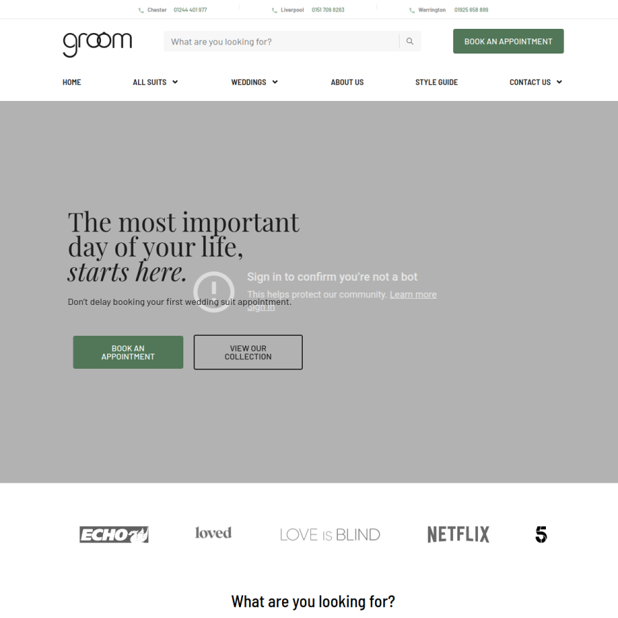 groomhire.co.uk homepage screenshot