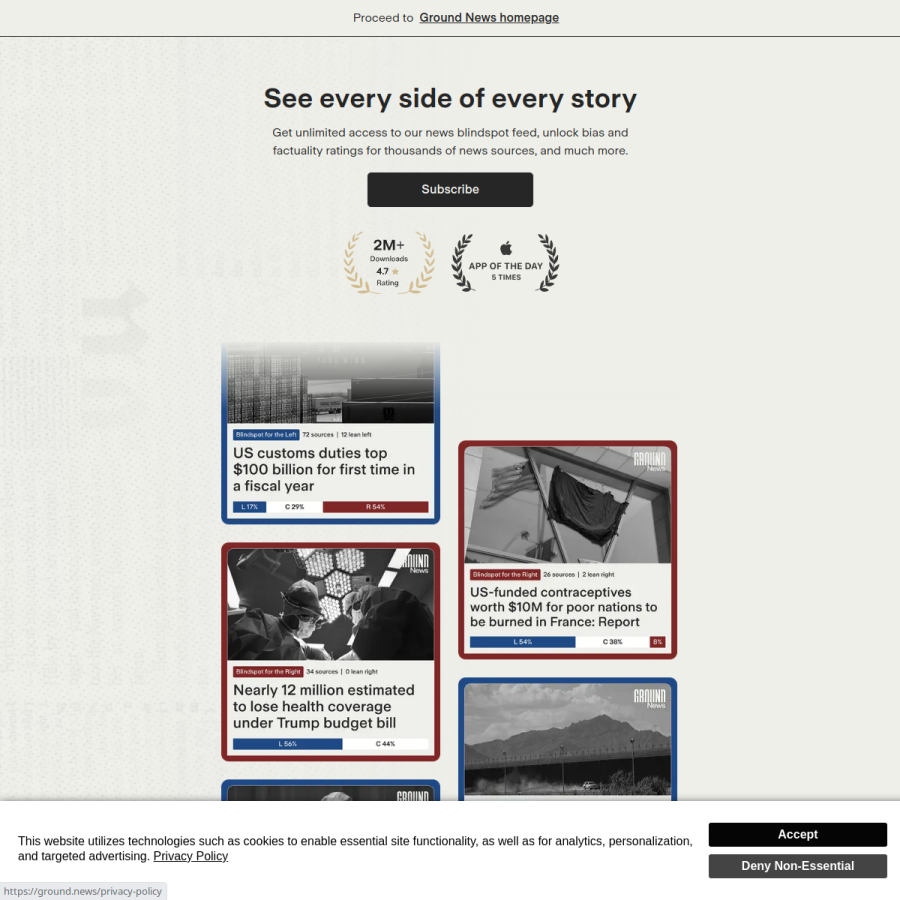 ground.news homepage screenshot