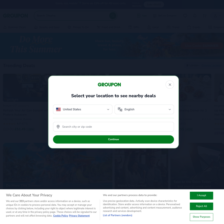 groupon.co.uk homepage screenshot