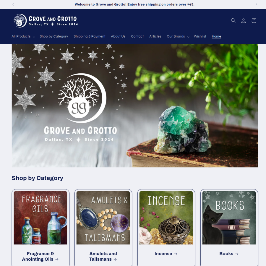 groveandgrotto.com homepage screenshot