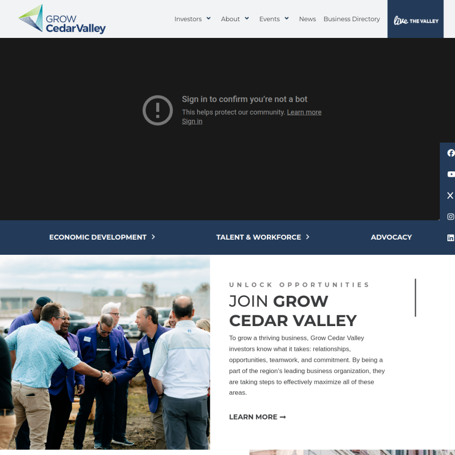 growcedarvalley.com homepage screenshot