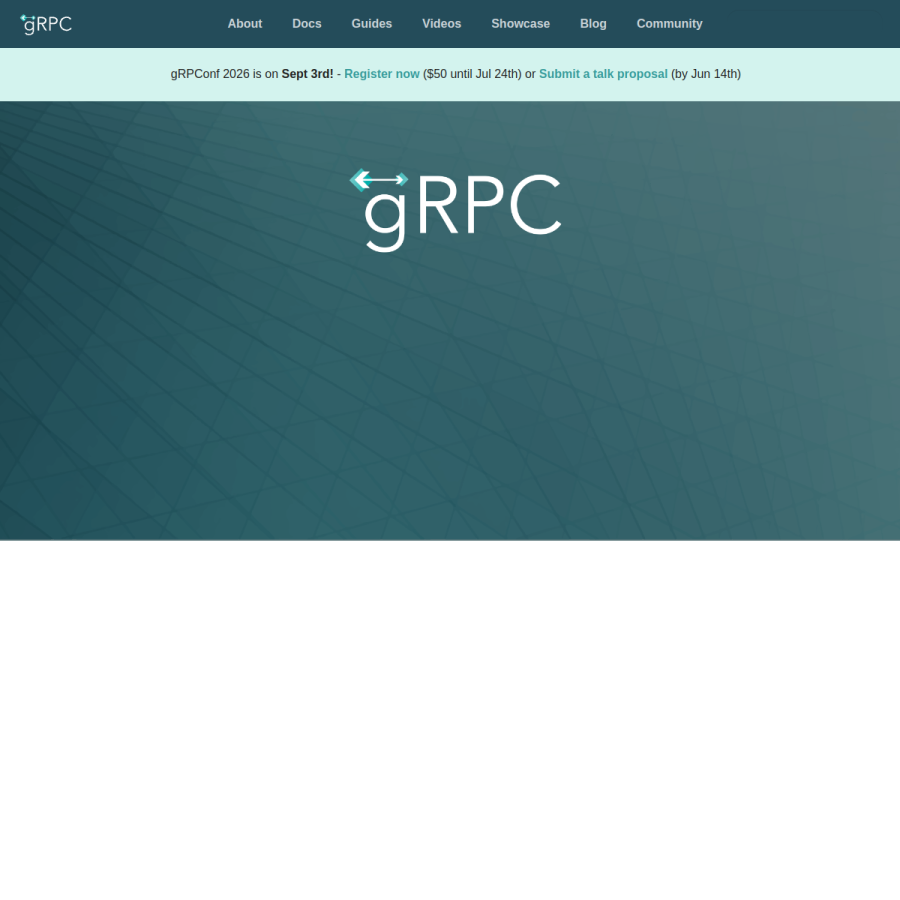 grpc.io homepage screenshot