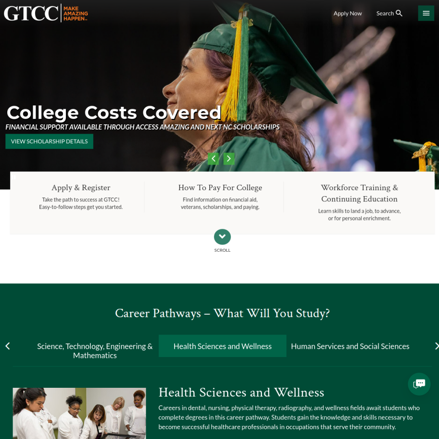 gtcc.edu homepage screenshot