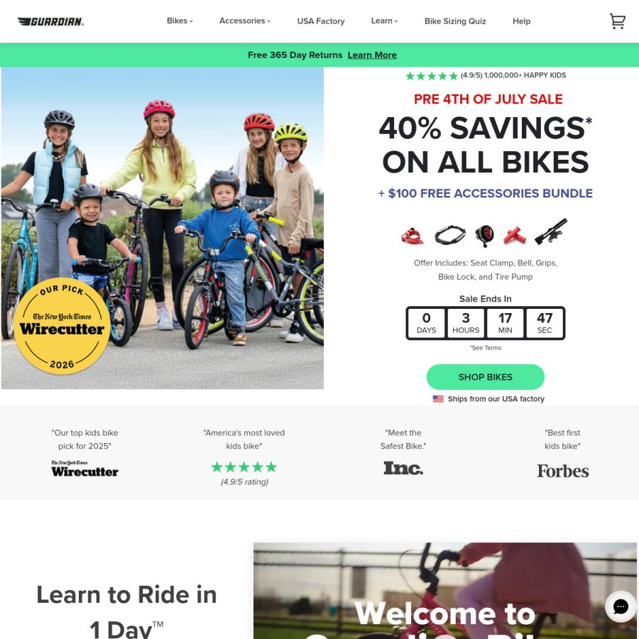guardianbikes.com homepage screenshot