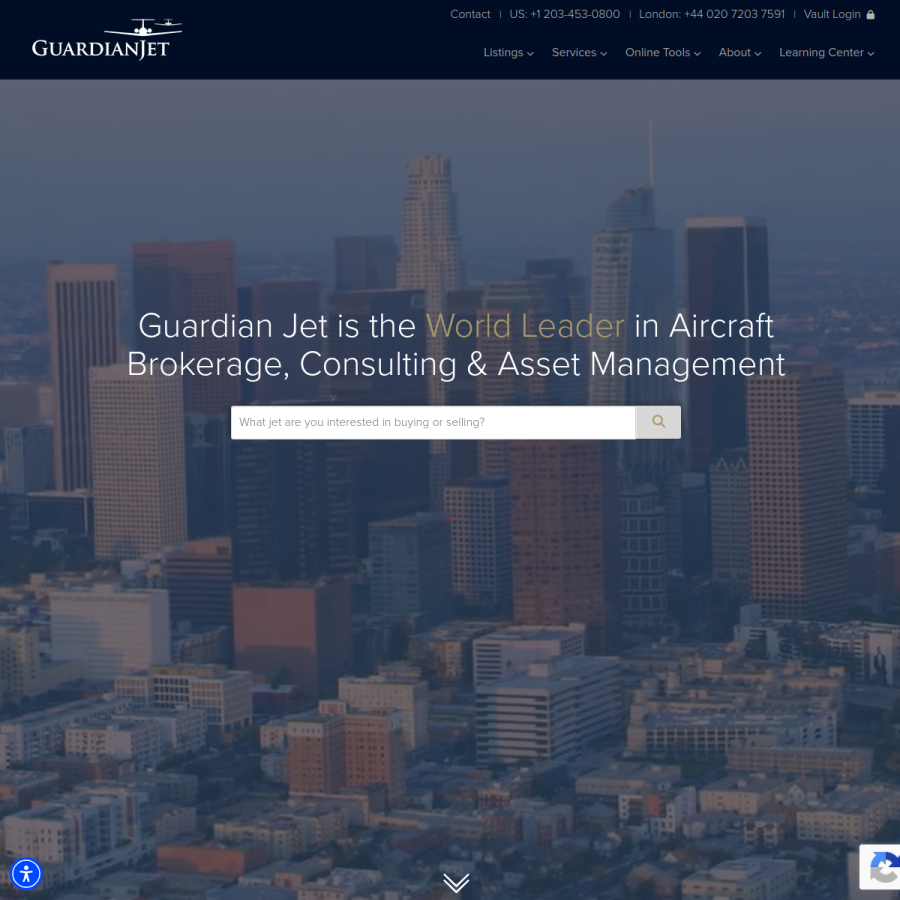 guardianjet.com homepage screenshot