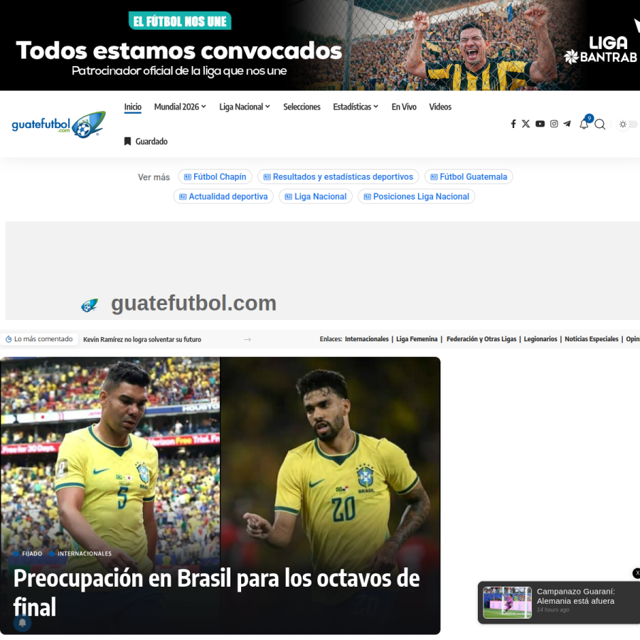 guatefutbol.com homepage screenshot