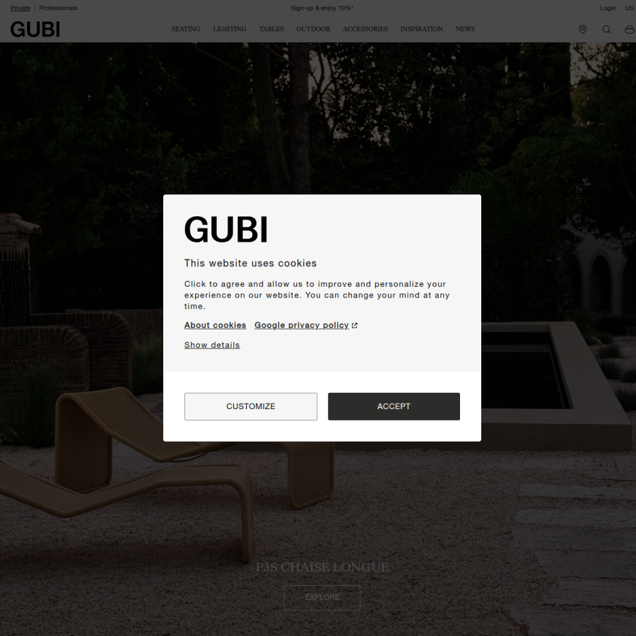 gubi.com homepage screenshot