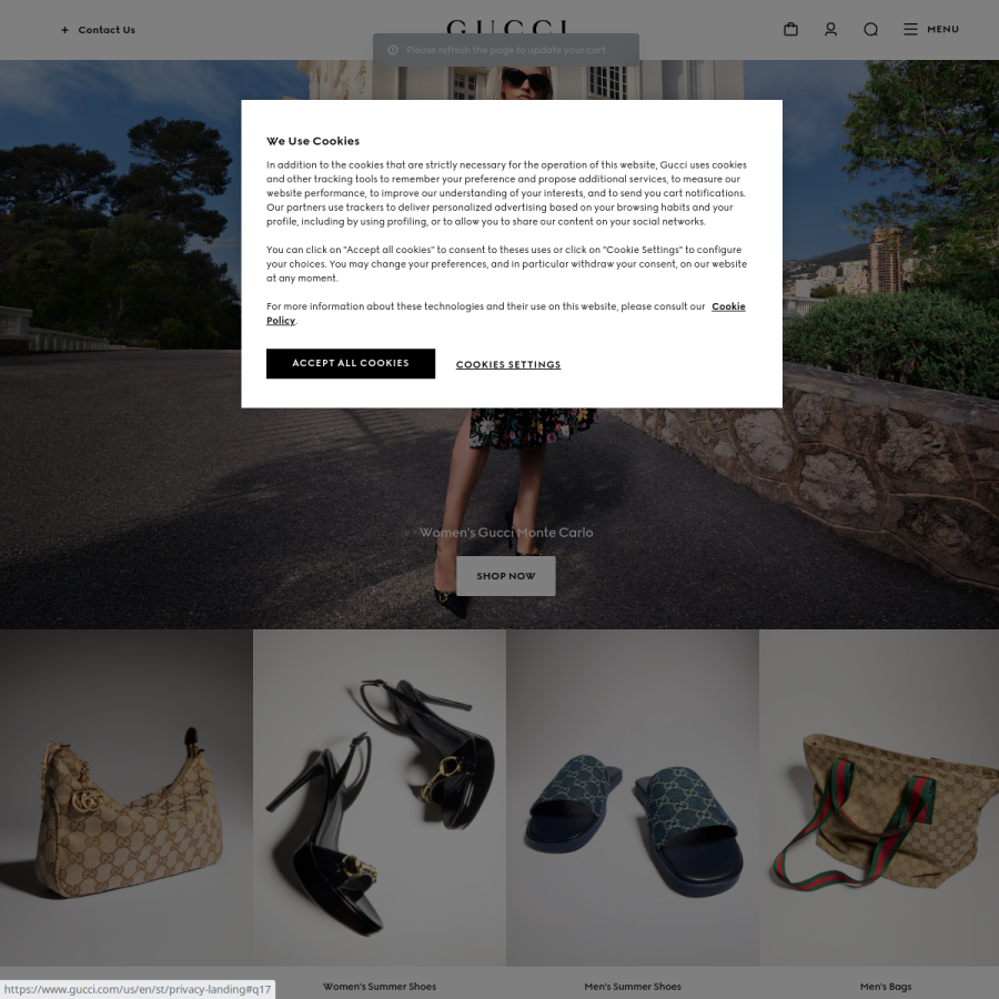 gucci.com homepage screenshot