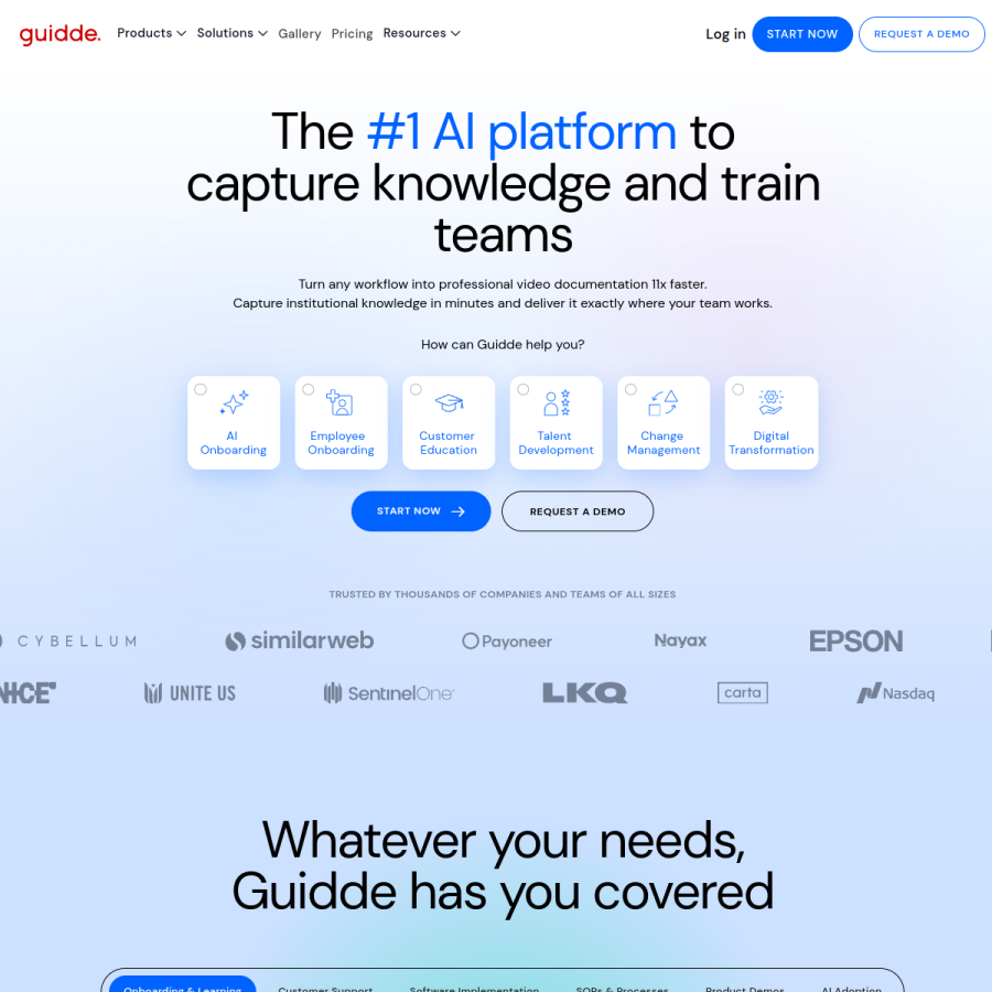 guidde.com homepage screenshot