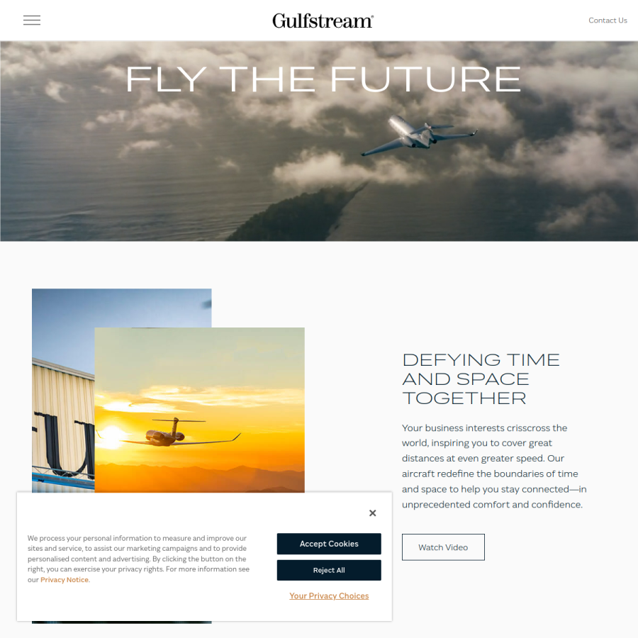 gulfstream.com homepage screenshot
