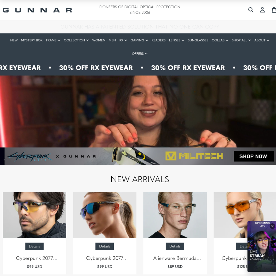 gunnar.com homepage screenshot