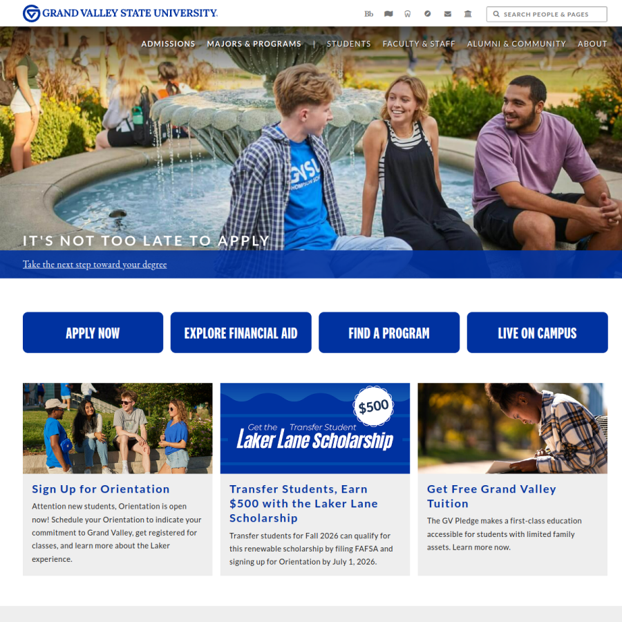 gvsu.edu homepage screenshot