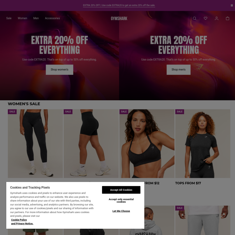 gymshark.com homepage screenshot