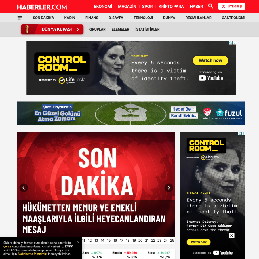 haberler.com homepage screenshot