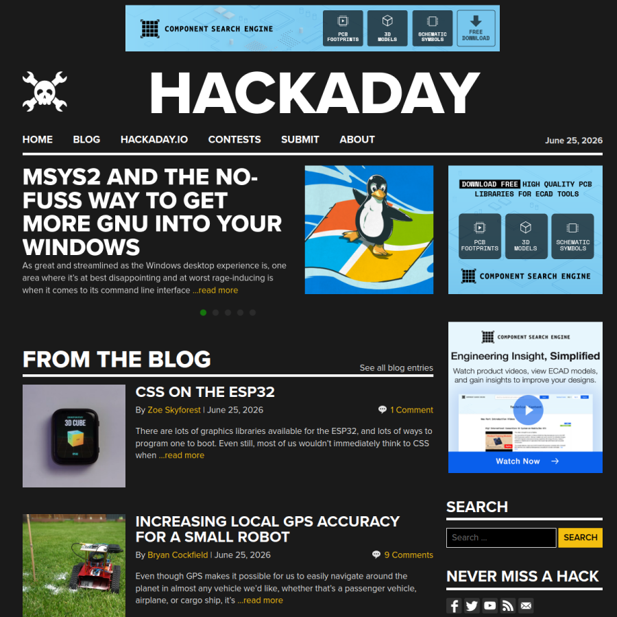 hackaday.com homepage screenshot