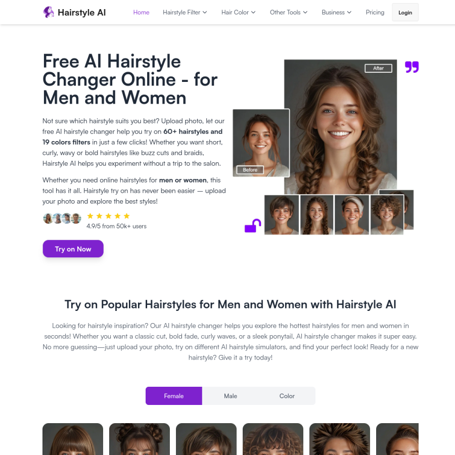 hair-style.ai homepage screenshot