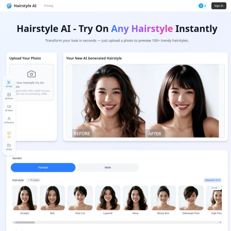 hairstyleai.ai homepage screenshot
