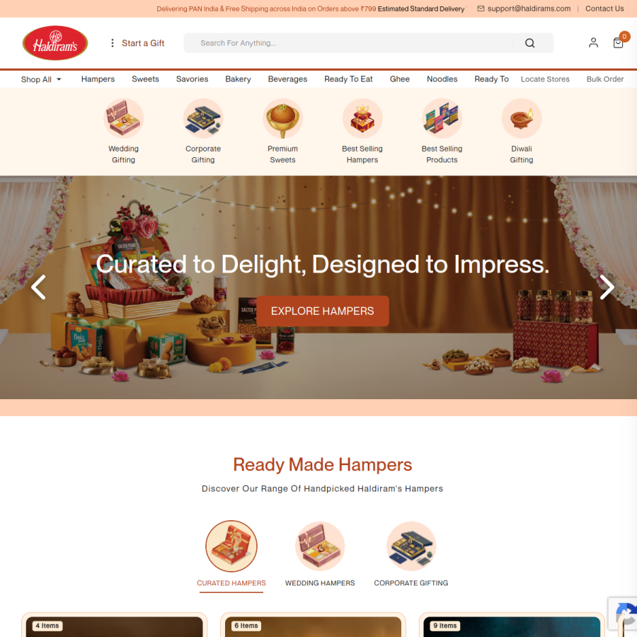 haldirams.com homepage screenshot