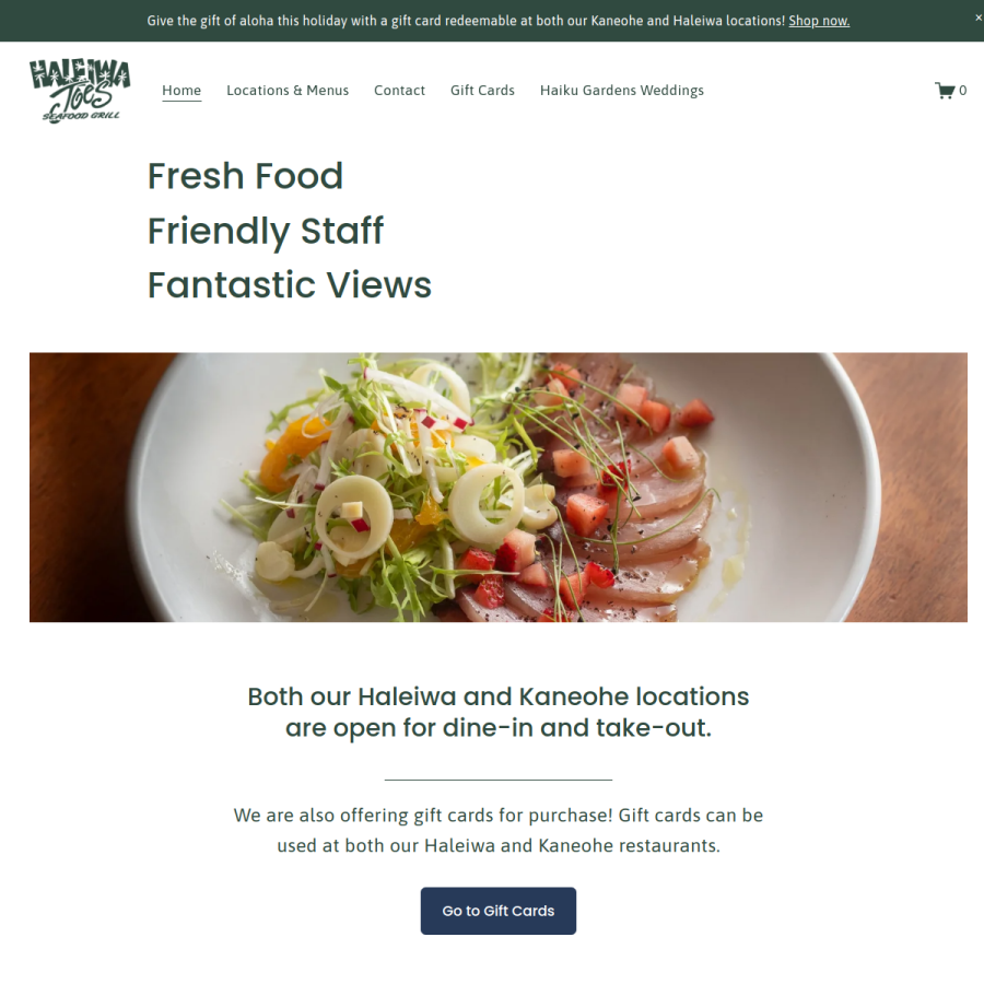 haleiwajoes.com homepage screenshot