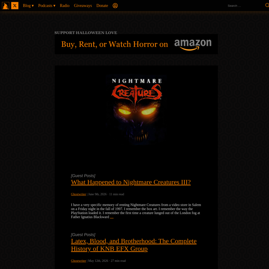 halloweenlove.com homepage screenshot