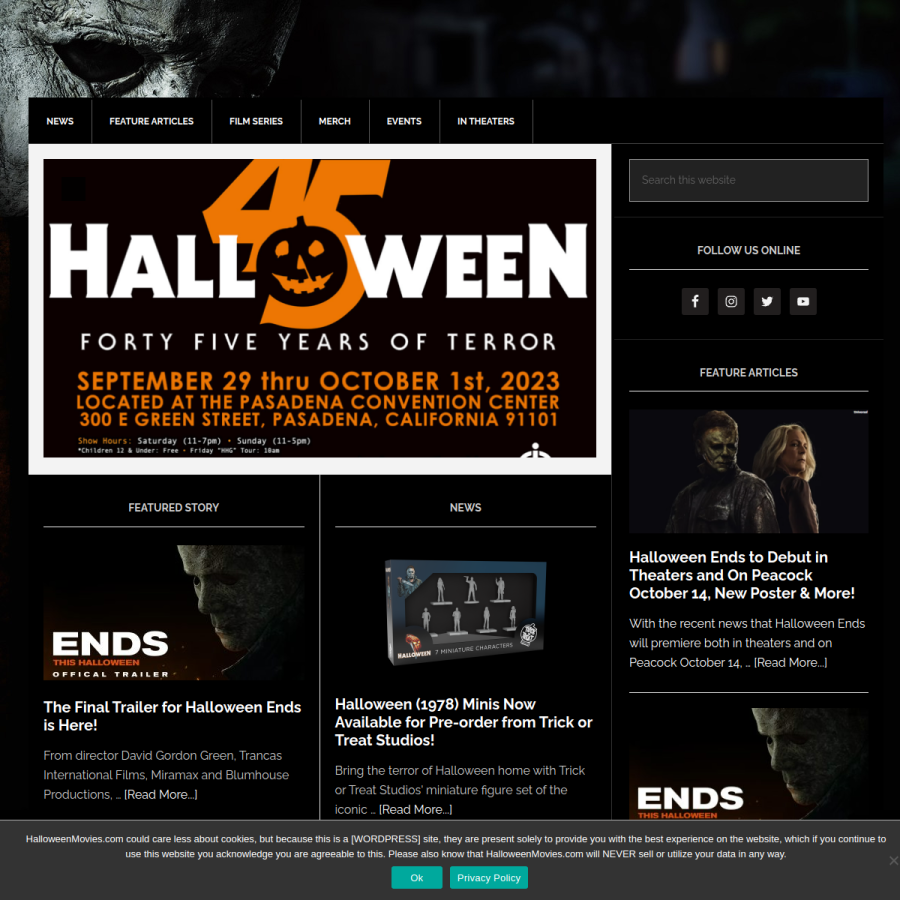 halloweenmovies.com homepage screenshot